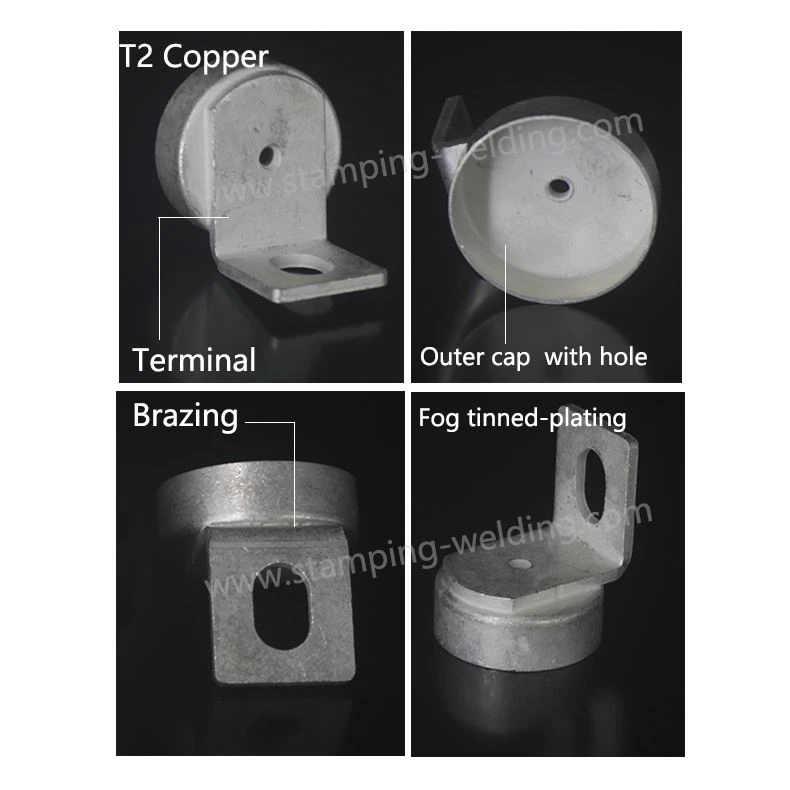 copper end cap with hole terminal for fuse